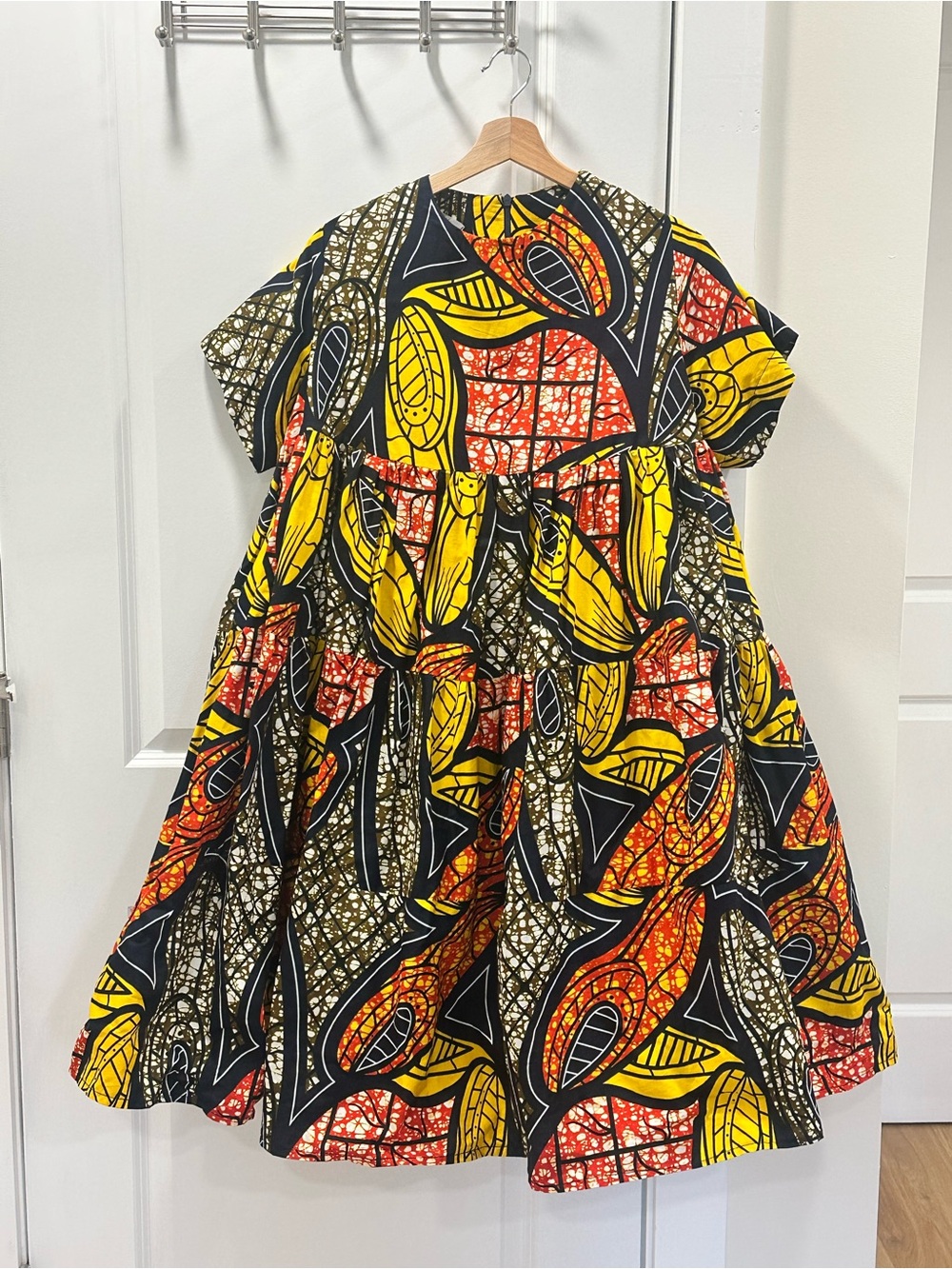 Vibrant Yellow & Red Print Women’s Summer Dress